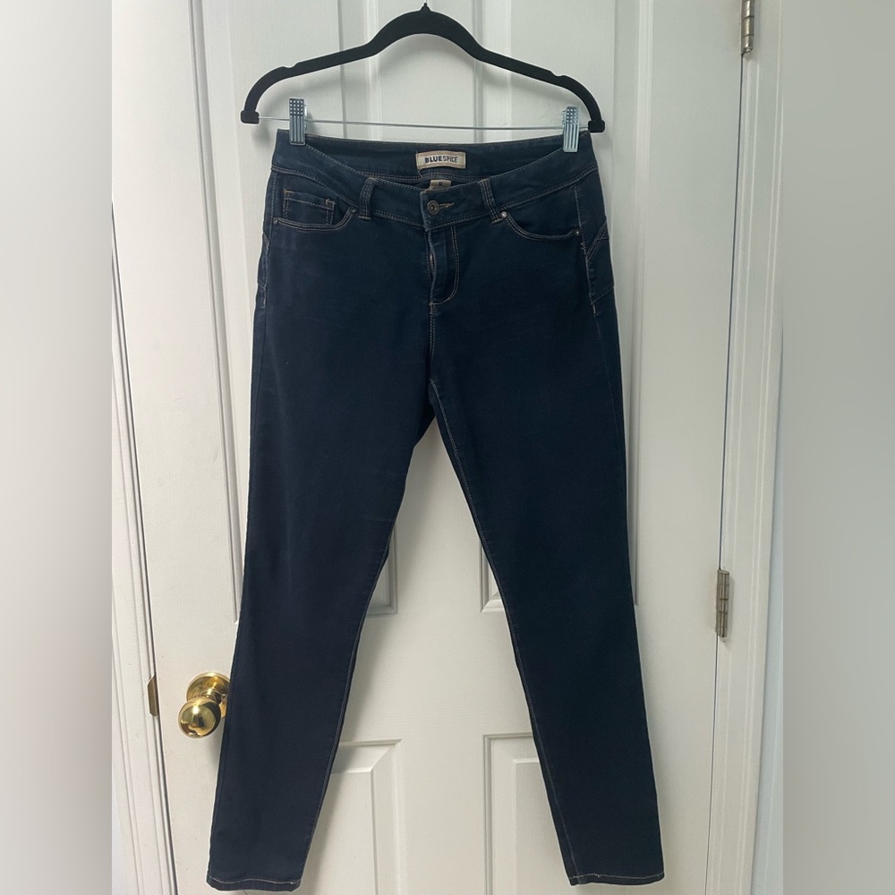 28”x 29” Blue Spice Women's Dark Wash Skinny Jeans - Dark Blue